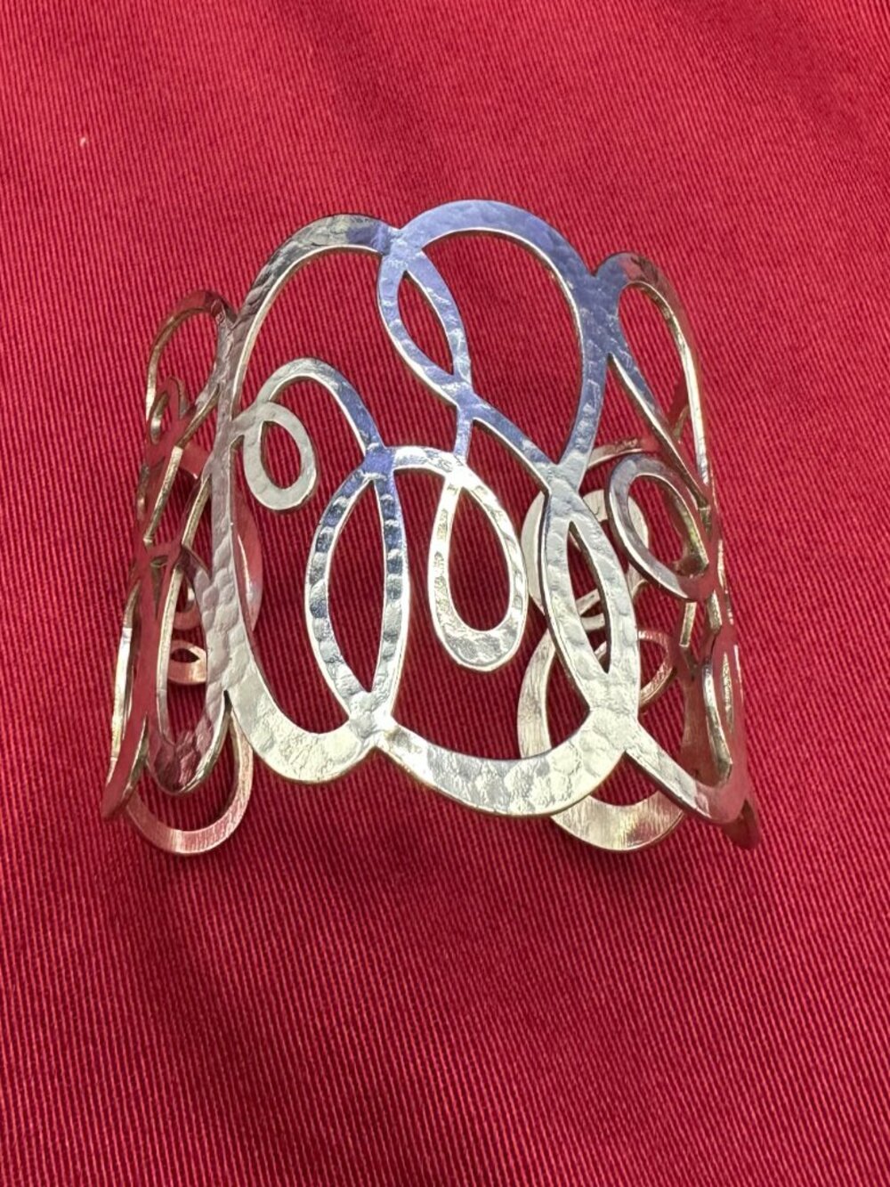 Brighton “Skribbel” Wide Hammered Silver Cuff Bracelet Swirl Design - Picture 12 of 14